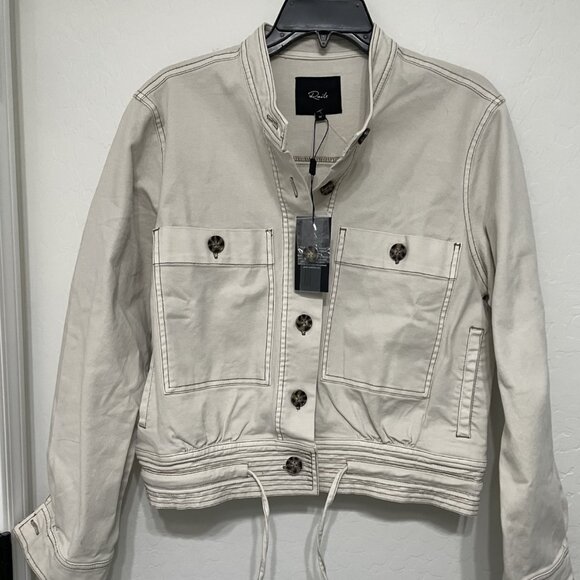 Rails beige jean jacket - draw string hem - Size Medium - Rtl $278 - New w/tags - Picture 1 of 4